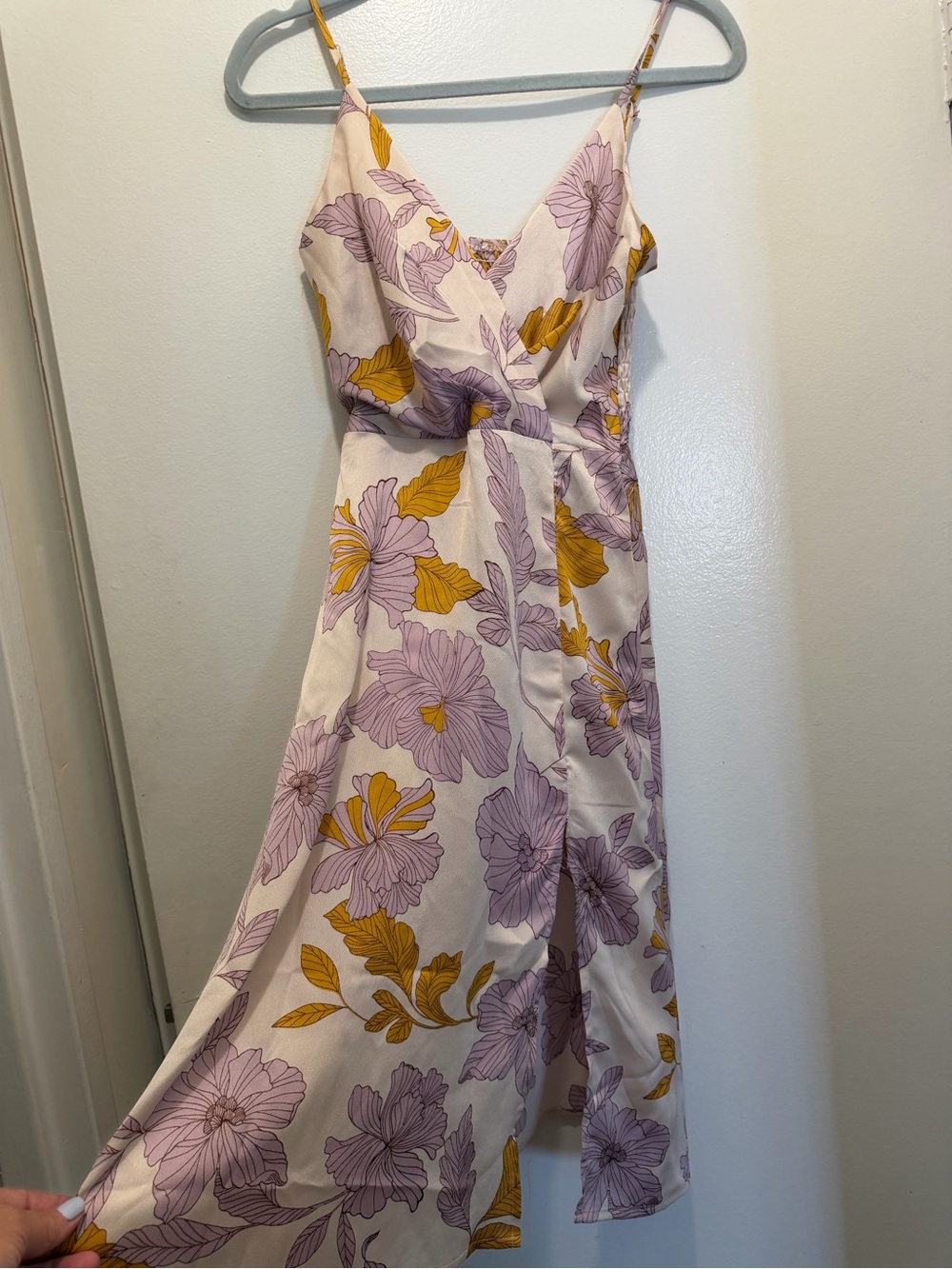 Floral Slip Dress in Cream with Lavender and Mustard - Women's